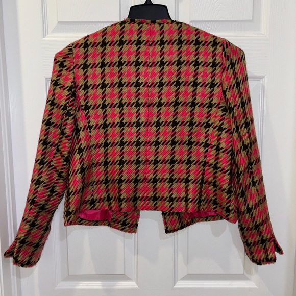 Jones New York Signature Women Short Jacket BLAZER Sz 6P PLAID PINK/BLACK/TAN.​ - Picture 7 of 8